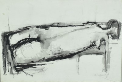 Lot 112 - Henry Cliffe (1919-1983) watercolour - Nude, signed in pencil and dated '58, 39cm x 58cm, in glazed frame