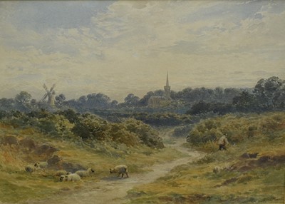 Lot 1128 - Alfred Powell, 19th century watercolour - Lowestoft Common, signed, 24cm x 34cm, mounted in glazed frame