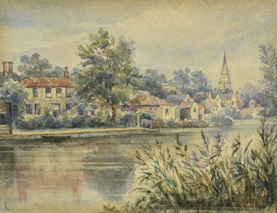 Lot 1069 - Rosaline Tallack (1840-1910) two watercolours - Norfolk Landscapes, signed and monogrammed, 11cm x 14cm and 17cm x 25cm, in glazed gilt frames