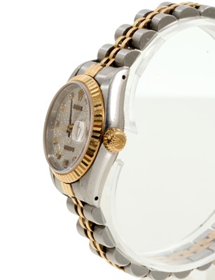 Lot 720 - Ladies Rolex Datejust gold and stainless steel wristwatch, with silver-coloured Jubilee diamond dial, gold milled bezel, screw down crown, in stainless steel 26mm oyster case on gold and stainless...