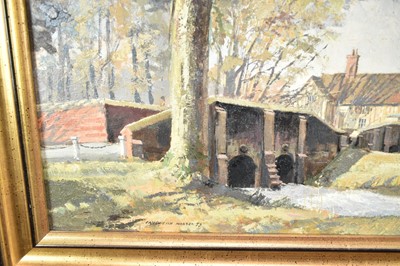 Lot 1165 - *Cavendish Morton (1911-2015) oil on board, Chelsworth, signed and dated '73, 29 x 72cm, framed