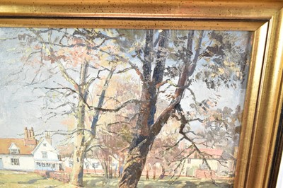 Lot 1165 - *Cavendish Morton (1911-2015) oil on board, Chelsworth, signed and dated '73, 29 x 72cm, framed