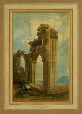 Lot 135 - Circle of John Sell Cotman (1782-1842) watercolour - Monastic Ruins, 32cm x 20.5cm, in glazed gilt frame