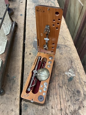 Lot 2407 - Set diamond scales with weights in fitted case
