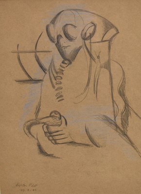 Lot 1168 - Joseph Robinson (1910-1986) pencil drawing - The Fighter Pilot, dated 29.8.42, 37cm x 28cm, together with another