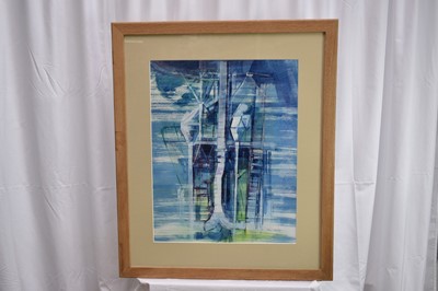 Lot 1169 - *Joyce Pallot (1912-1989) mixed media - Industrial Building, signed, 57cm x 44cm, together with another mixed media