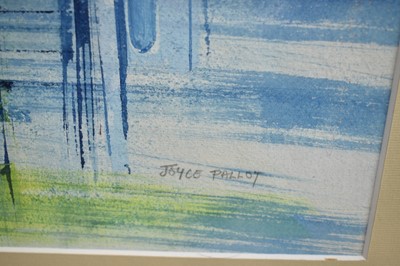 Lot 1169 - *Joyce Pallot (1912-1989) mixed media - Industrial Building, signed, 57cm x 44cm, together with another mixed media