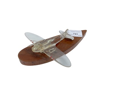 Lot 741 - Polish Interest- Second World War Perspex model of a Spitfire on wooden base constructed from a propeller, inscribed 'Xmas 1942 from Edek".