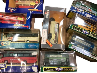 Lot 1927 - Die cast boxed Corgi classics including Eddie Stobbart, OB coaches and other in five boxes.
