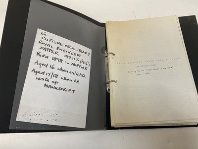 Lot 740 - Interesting typed First World War manuscript from Clifford Cecil Jeary "Thirty Thousand Miles With a Kitbag", this manuscript, (believed to be unpublished)