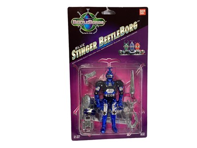 Lot 1818 - Ban Dai (c1997) Saban's Beetleborgs including Vexor, Jara, ShadowBorg & Blue StingerBorg, on card with bubblepack No.55225 (4)