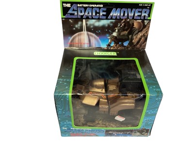 Lot 1815 - Echo Toys (1983) Space Mover (holds 3 3/4" action figures) Charger, Searcher & Defender, plus other space related items (qty)