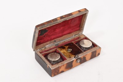 Lot 885 - Rare Georgian tortoiseshell and silver mounted travelling inkwell