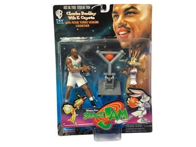 Lot 366 - Playmates Warner Bros (c1997) Space Jam Charles Barkley v Wile E. CoyoteSwackhammer Tweety, on card with bubblepack No.17654, plus Miceal Jordan Sylvester (Sylvester missing bubble lifted) No. 1765...