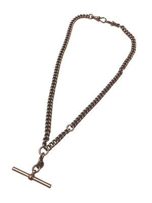 Lot 145 - 9ct rose gold watch chain, 39.5cm long