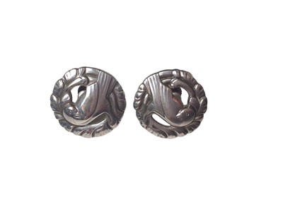 Lot 11 - Pair Georg Jensen Danish sterling silver dove screw back earrings