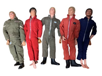 Lot 1839 - Palitoy Action Man with flock hair, gripping and rigid hands, jump suits & uniform (5)