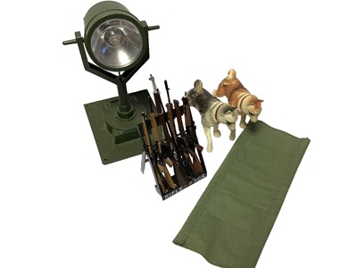 Lot 1842 - Selection of Palitoy Accessories including Space Gloves & Boots, Standard Boots, Searchlight, Guard Dogs, Stretcher & Weapons (1 box)