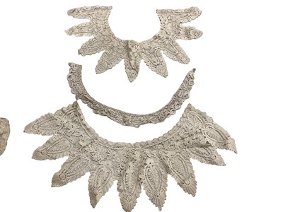 Lot 2059 - Antique and later handmade lace collars including Brussels, Carrickmacross
