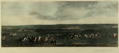 Lot 55 - After P. Tillemans, print of King George 1st at Newmarket, 1722, in painted frame. 42 x 91cm.                                      30.00