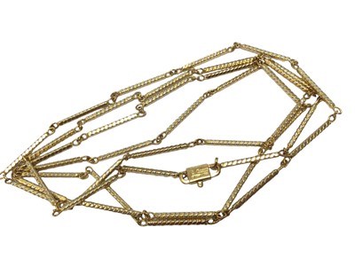 Lot 8 - Italian 18ct gold 'Chimento' bar link chain necklace, 90cm long