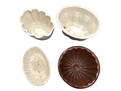 Lot 348 - Four Victorian stoneware jelly moulds