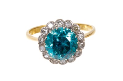 Lot 450 - Blue zircon and diamond ring