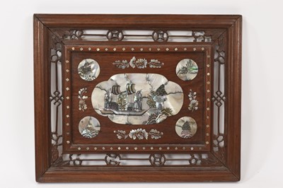 Lot 893 - Chinese mother of pearl and hardwood panel