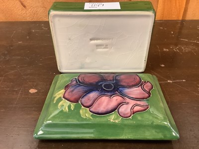 Lot 1147 - Moorcroft vase by Rachel Bishop, Moorcroft Anemone pattern vase and a Moorcroft trinket box and cover (3)
