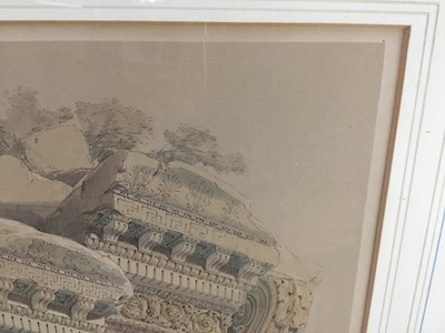 Lot 48 - After David Roberts, hand tinted lithograph, with pin holes, "Baalbec May 7th 1839", London Pub. by FG Moon, 20 Threadneedle Street, Jan 1st 1844". Framed and glazed. 73cm x 56cm. Provenance: S...