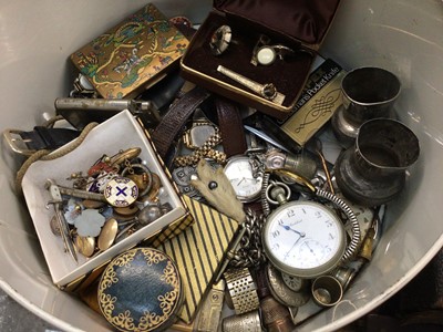 Lot 1038 - Various wristwatches, cufflinks, Vogue powder compact, other bijouterie, globe table lighter, antique Bible and sundries