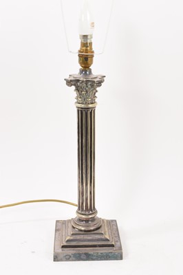 Lot 768 - Silver plated Corinthian column lamp