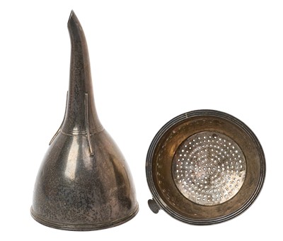Lot 337 - Georgian silver wine funnel.