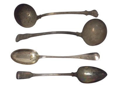 Lot 338 - Two large silver ladles and two large serving spoons
