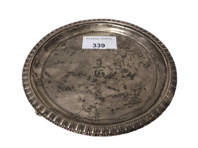 Lot 339 - Small Georgian silver card tray.