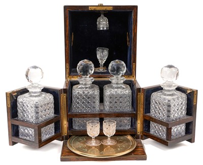 Lot 809 - Mid 19th century coromandel and brass mounted decanter box