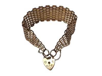 Lot 110 - 9ct gold gate bracelet with padlock clasp