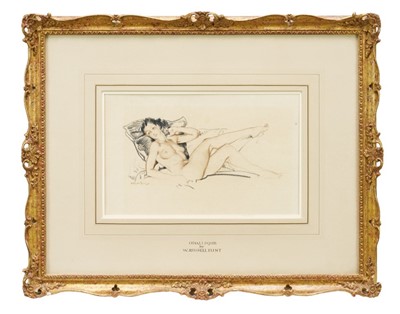 Lot 948 - *William Russell Flint (1880-1969) pastel - 'Odelisque', signed, 19cm x 31cm, in glazed gilt frame