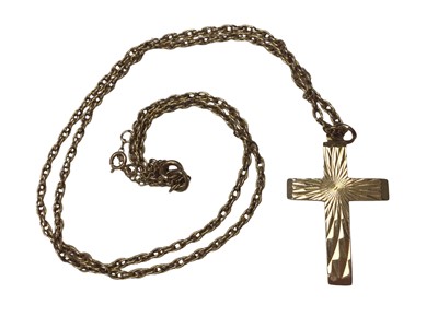 Lot 115 - 9ct gold cross pendant on 9t gold chain
