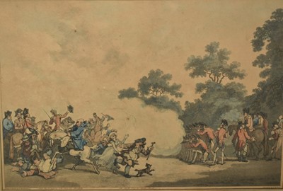 Lot 212 - Thomas Rowlandson (1756-1827), aquatint - A Field Day in Hyde Park, published 1791, titled and inscribed in ink, 36.5cm x 53.5cm, in glazed gilt frame