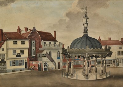 Lot 1234 - After George Frost, watercolour depiction of the Market Cross, Ipswich