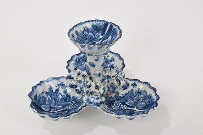 Lot 34 - Rare 18th century Bow two tier sweetmeat dish with scallop shell form dishes