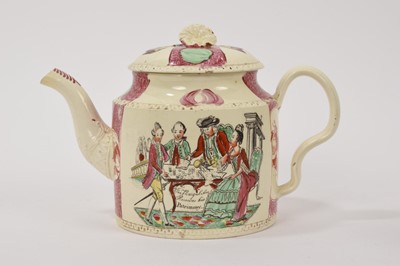 Lot 48 - 18th century creamware teapot by William Greatbatch - The prodigal son taking leave