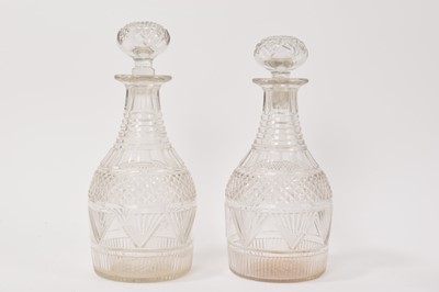 Lot 55 - Pair of hobnail cut decanters and stoppers