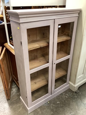 Lot 1275 - Painted pine cupboard enclosed by two glazed doors