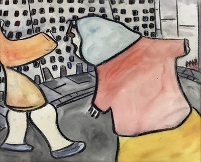 Lot 185 - Albert Louden (b.1943) watercolour - figures, signed verso, 40cm x 50cm, with mount, unframed