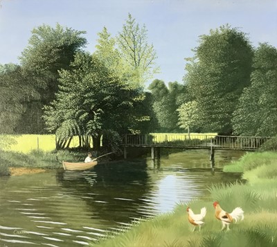 Lot 174 - Bernard Carter (b.1920) oil on board - On The Avon at Netton, signed, 21.5cm x 24cm, unframed