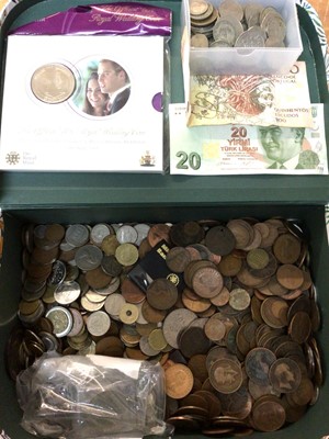 Lot 409 - World - Mixed coins & medallions to include G.B. Elizabeth II Crowns 1953 x 4 EF-AU, 1960 (N.B. Polished die) GEF silver Three Pences  x 17, AE Commerative Medallions Russia 1985 (N.B. Cased), Papa...