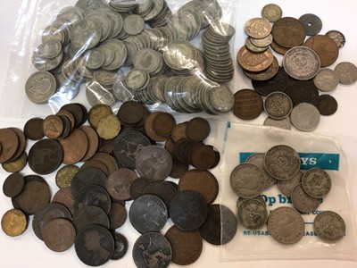 Lot 470 - World - Mixed coinage to include a quantity of G.B. pre 1947 silver, estimated face value £8.87 ½p & other issues (Qty)