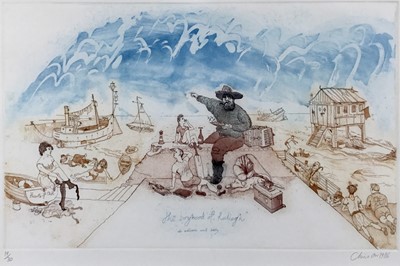 Lot 198 - Chris Orr (b.1943) limited edition print - The boyhood of Raleigh, signed and dated 1986, numbered 19/30, 34cm x 54cm